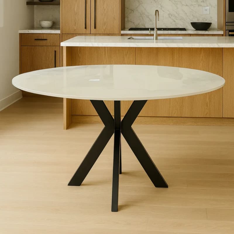 Round marble dining table -  110/130cm
