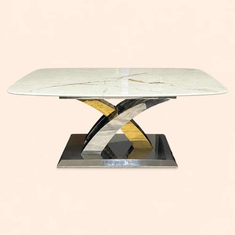Marble Coffee Table with Silver & Gold