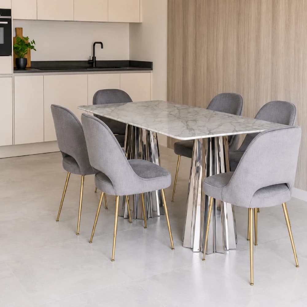 Petronas Luxury Dining Table with Grey Marble Top