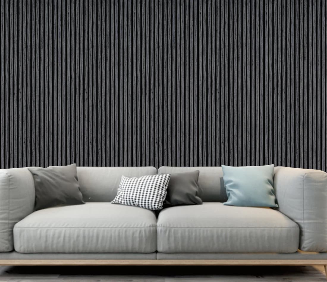 Dark Grey Slatted Acoustic Wall Panel