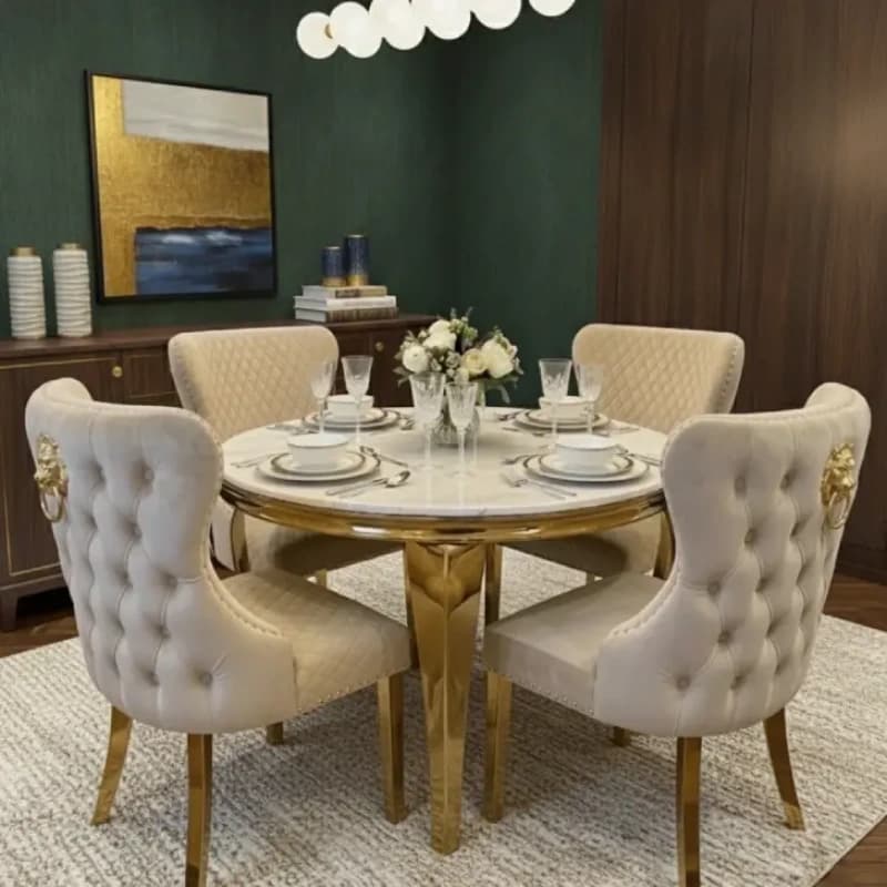 White Round Marble Dining Table