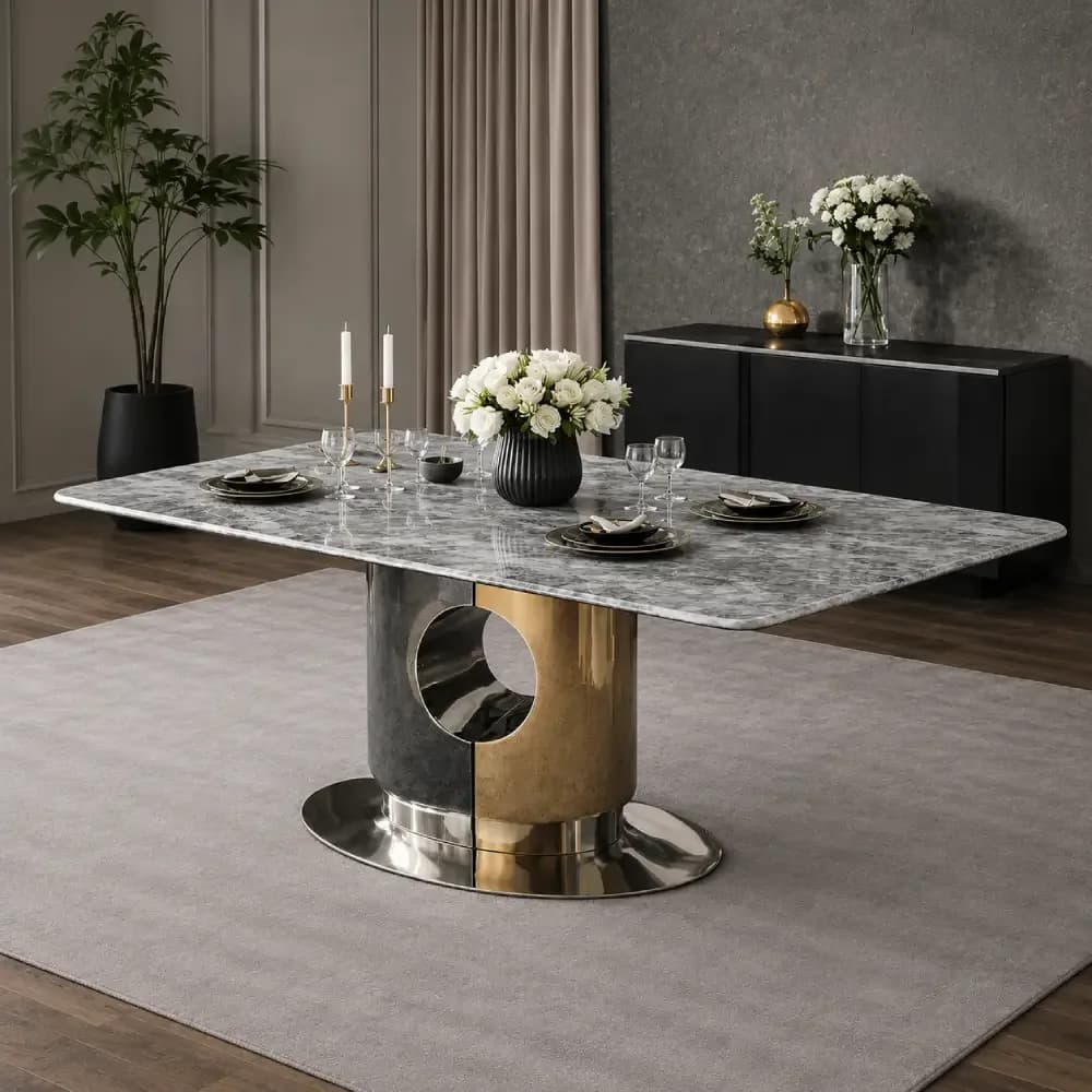 Grey Marble Top Dining Table