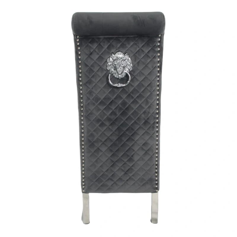 High Back Grey Dining Chairs - Lion Knocker