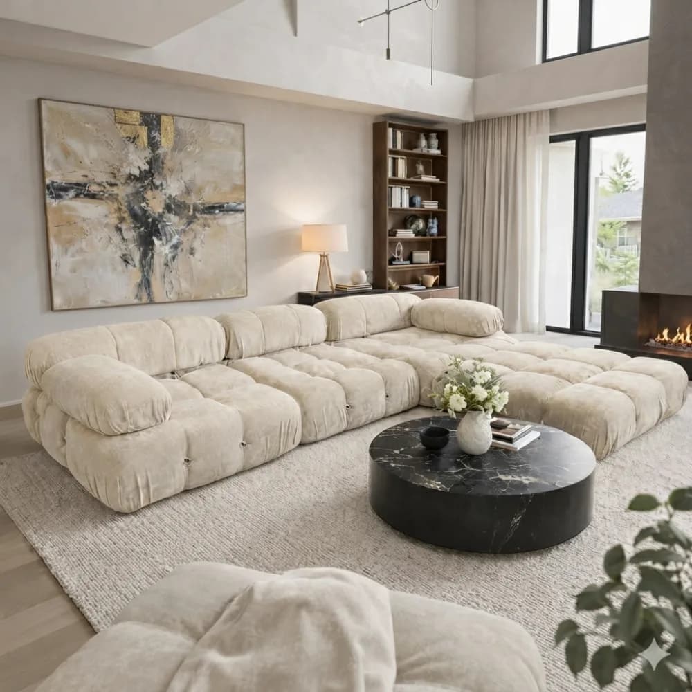 Vacuum Packed Sofa in Warm Ivory