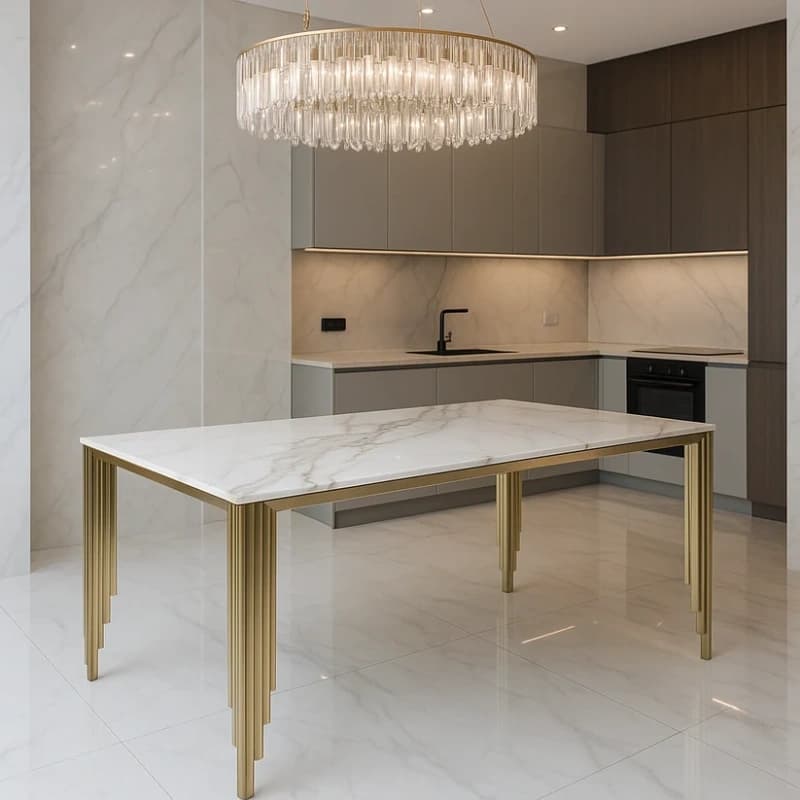 Marble and Gold Dining Table - Rectangular