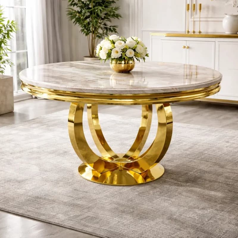 Marble Gold Dining Table - Round Top