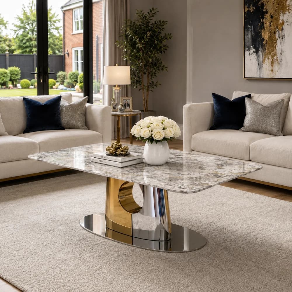 Silver & Gold Marble Coffee Table