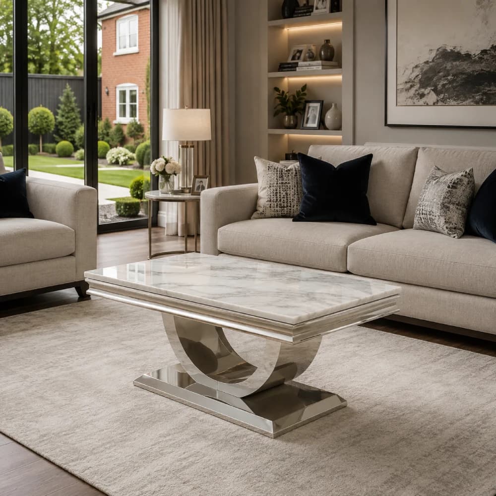 Ceramic Coffee Table with Chrome Base