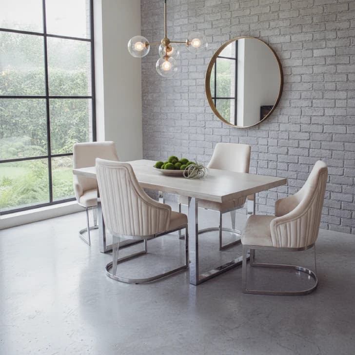 Pine Dining Table with Chrome Legs