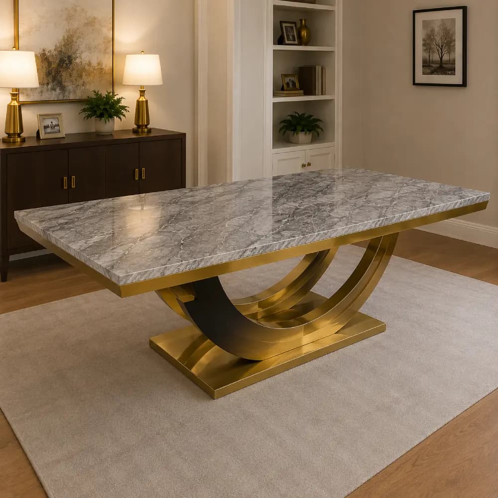 Grey Marble Table - 8 Seater