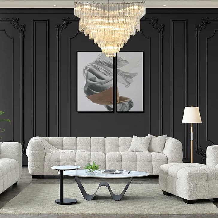 Corner Sofa Set - Oatmeal Boucle