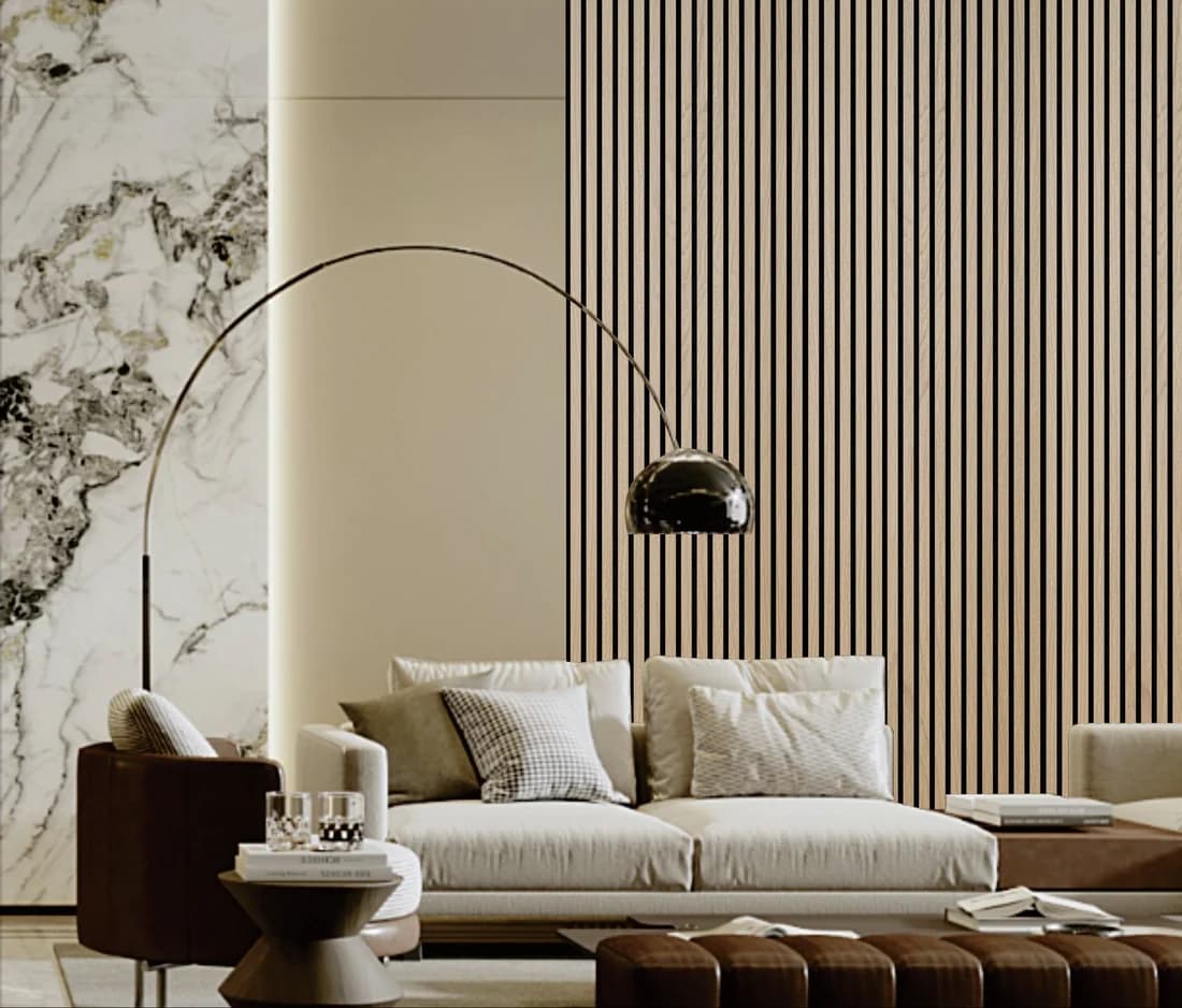 Natural Oak Slatted Acoustic Wall Panel