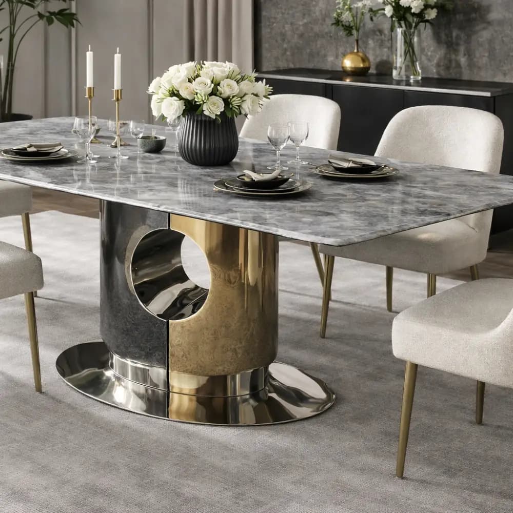 Grey Marble Top Dining Table
