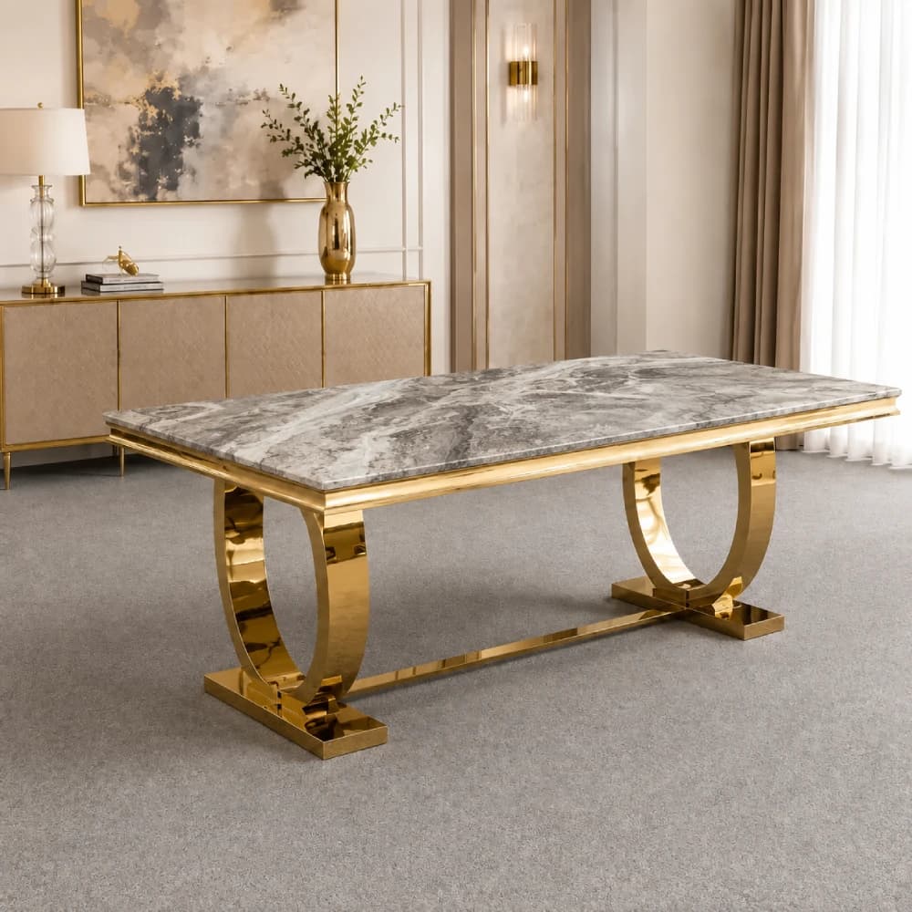 Beige marble top dining table
