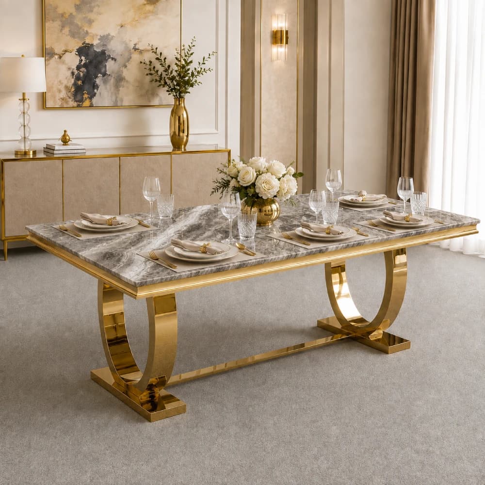 Beige marble top dining table