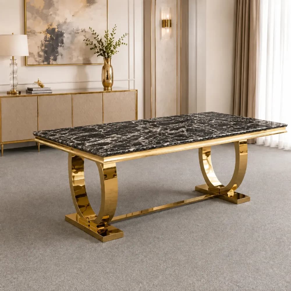 Black marble dining table