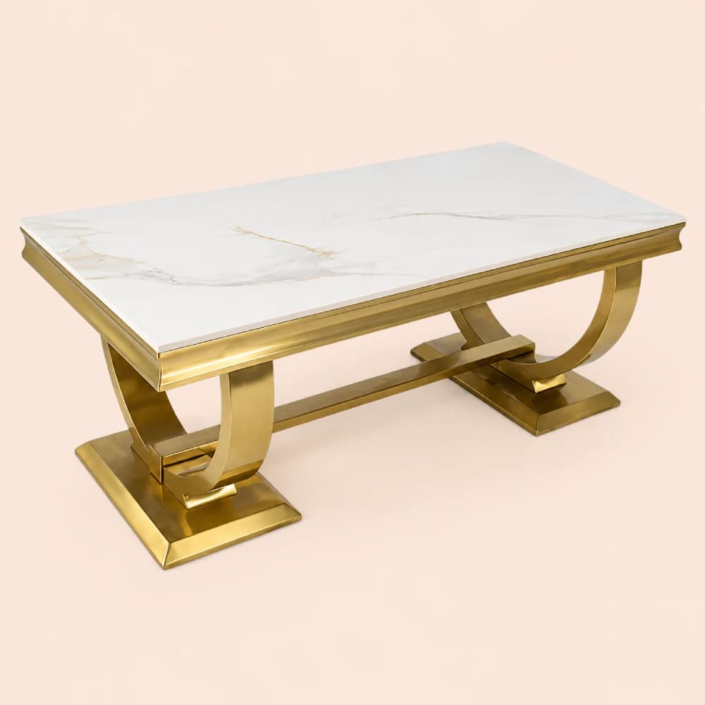 Gold Frame Ceramic Coffee Table - 1.2M
