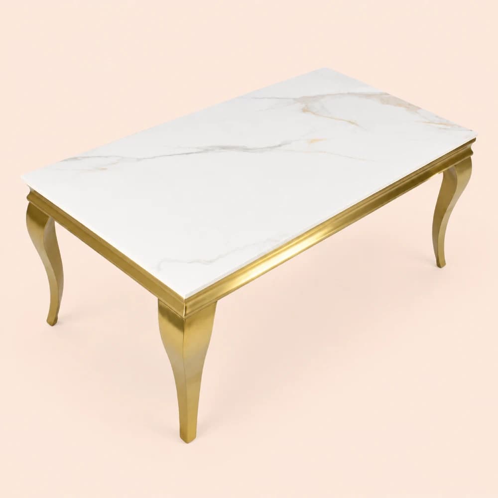 Modern Marble Coffee Table with Gold Frame