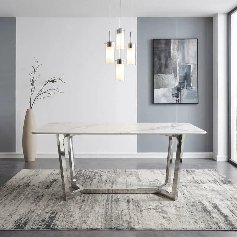 Stone Top Dining Table -  White Sintered Stone