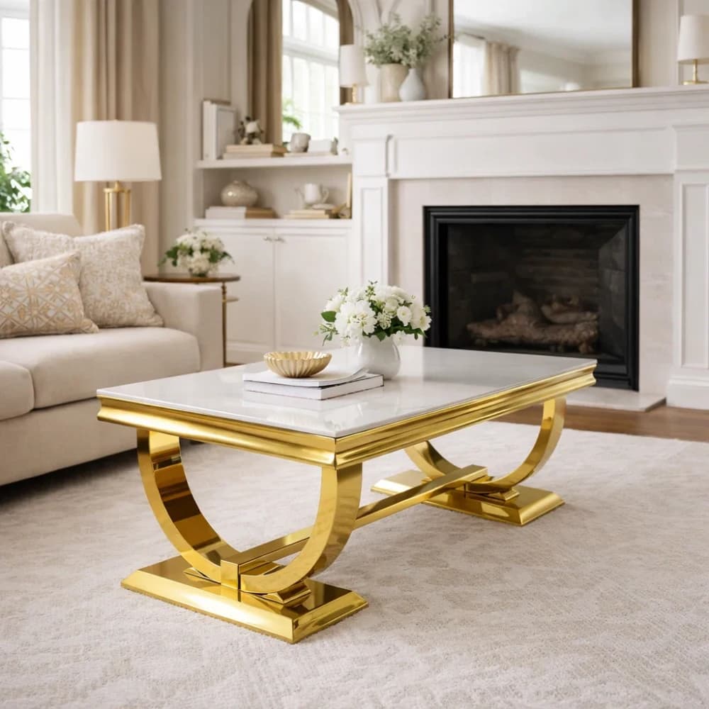 Gold Frame Ceramic Coffee Table - 1.2M