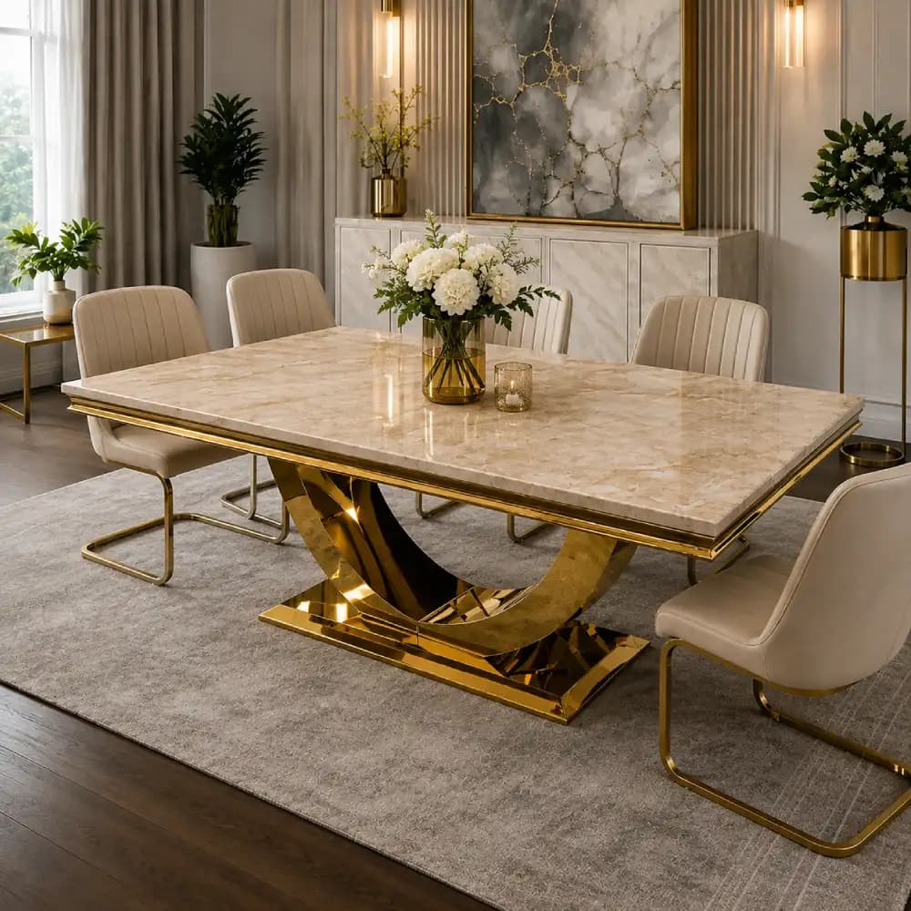 Rectangular Dining Table for 6 - Beige