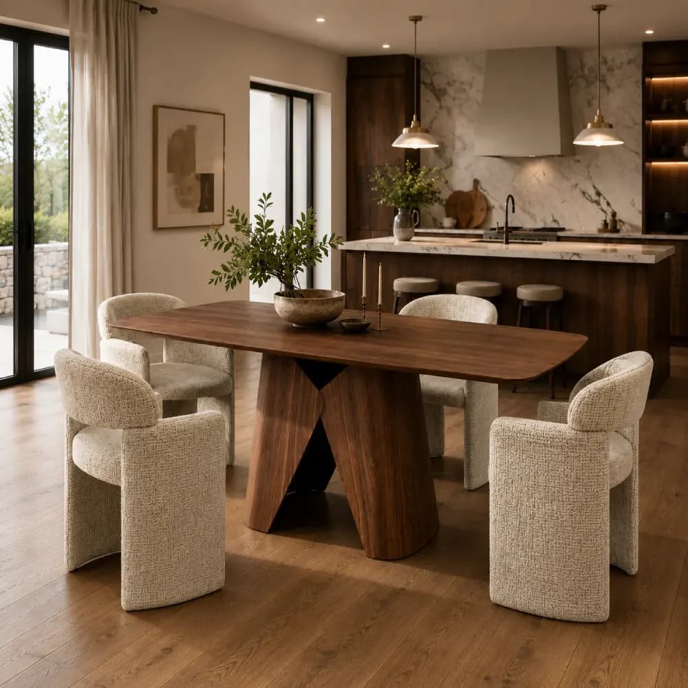 Rectangular Dining Table for 4 - Walnut tabletop