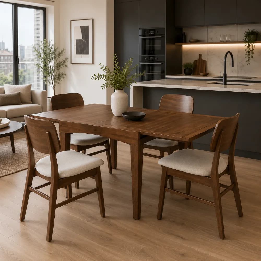 Solid Wood Extendable Dining Table - Walnut