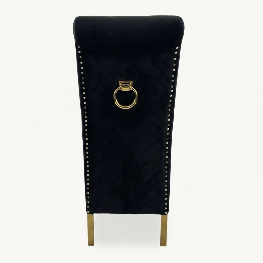Ring Back Dining Chair - Black Gold Legs