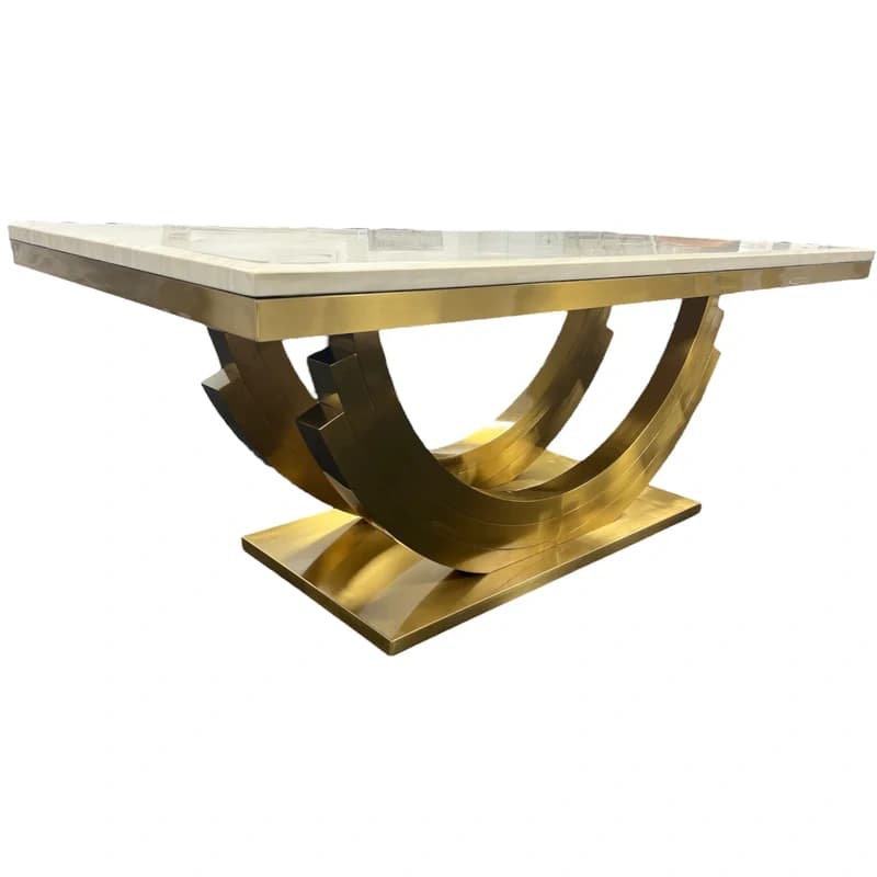 Cream Marble Dining Table with Gold Base
