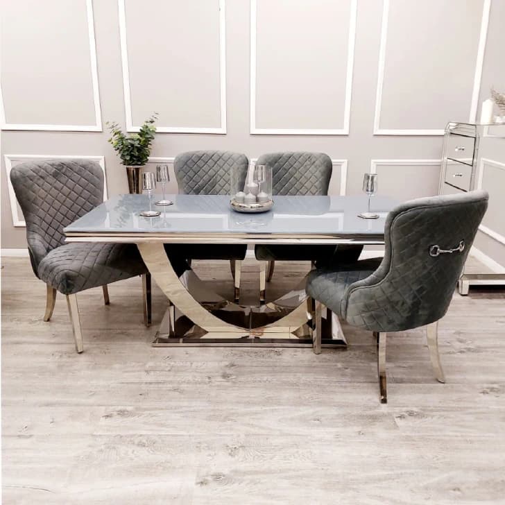 Grey marble dining table set