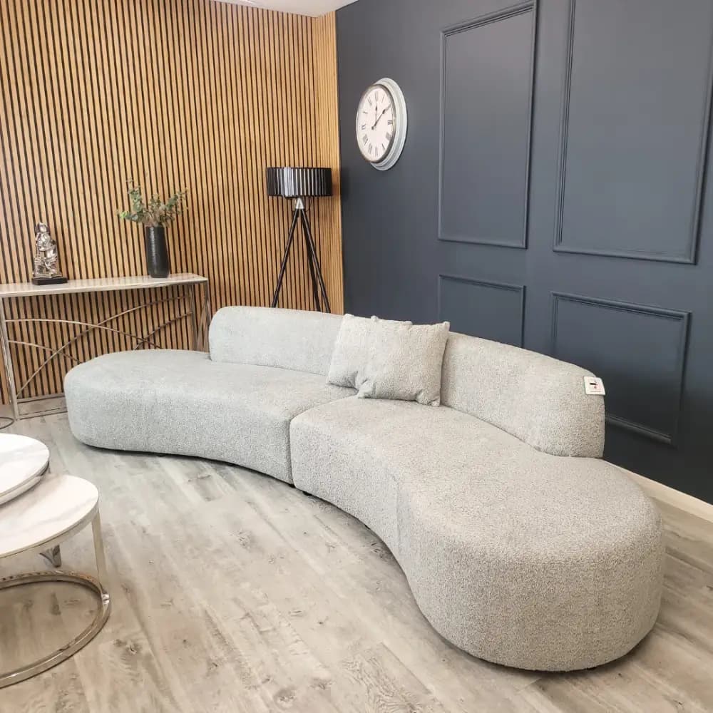 Silver Grey Modular Curved Sofa