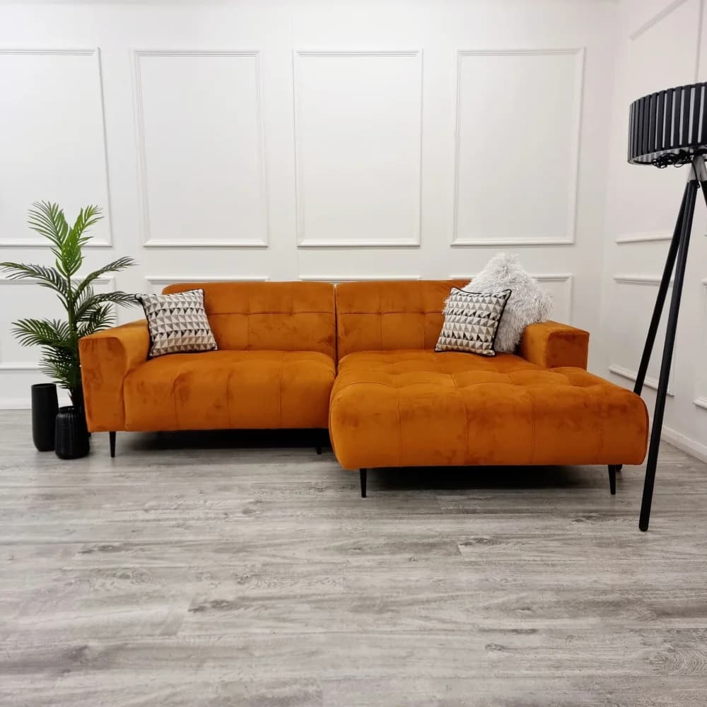 Orange Sofa Chaise- Right-hand