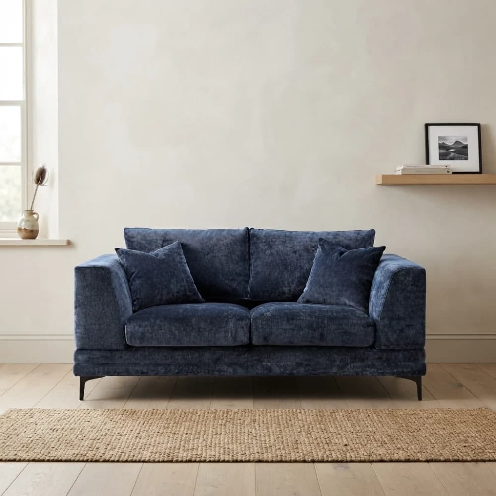 Aegean Blue Velvet 2 Seater Sofa
