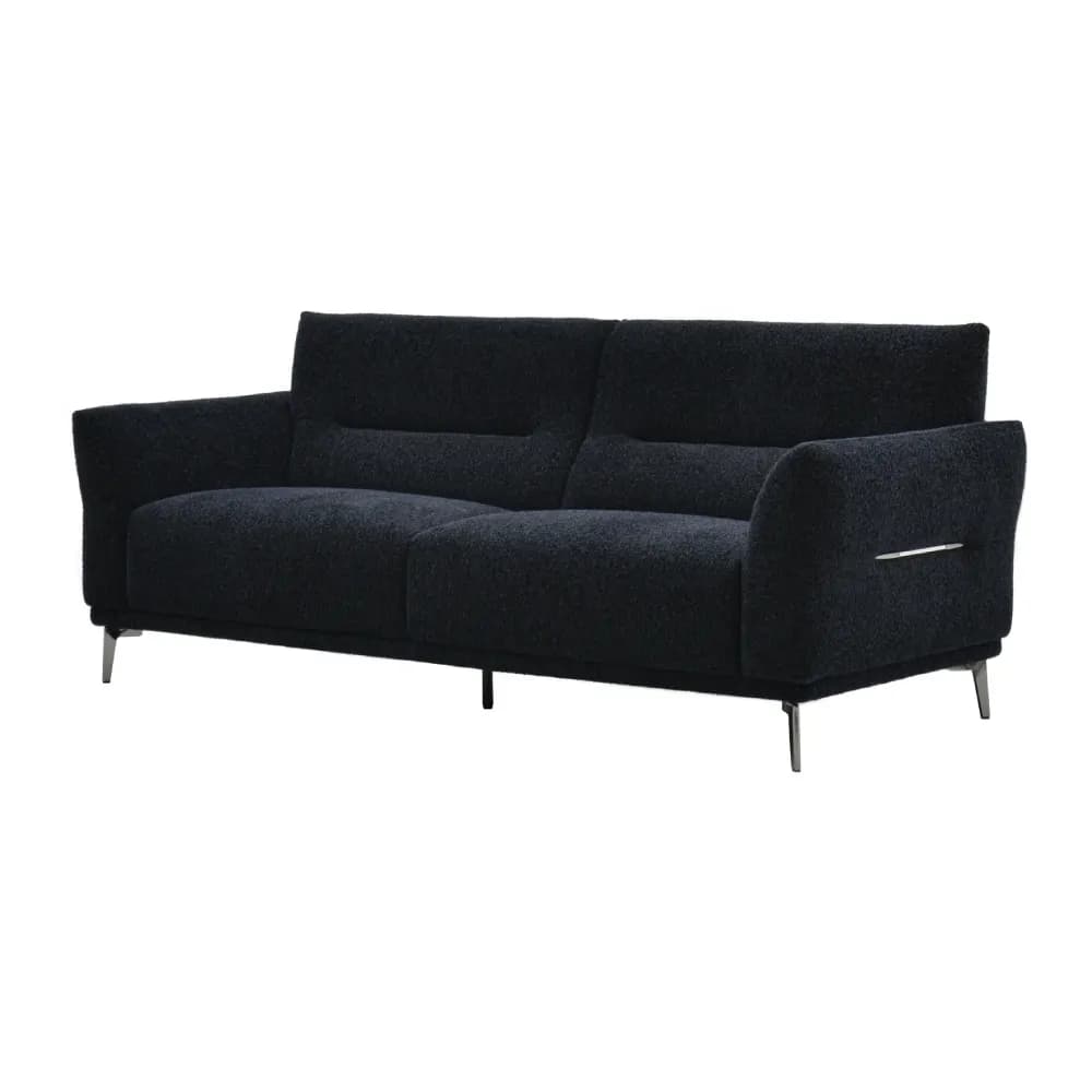 Black 3 Seater Sofa - Bouclé Fabric