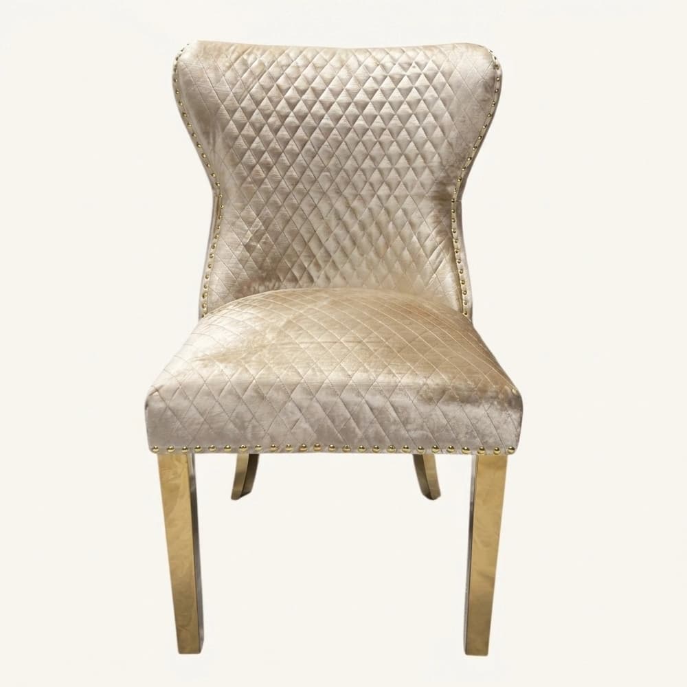 Dining Chair With Gold Legs- Lion Knocker Back