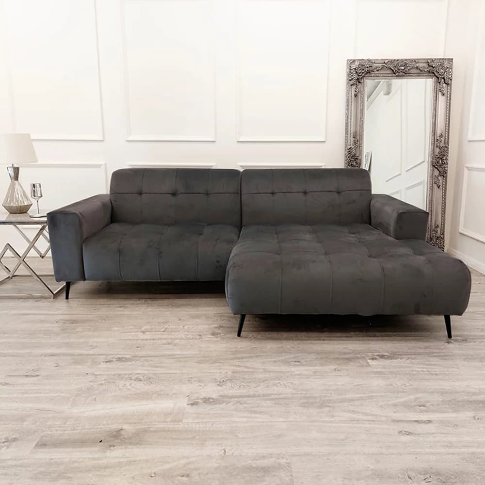 Grey Corner Fabric Sofa - 2 Piece