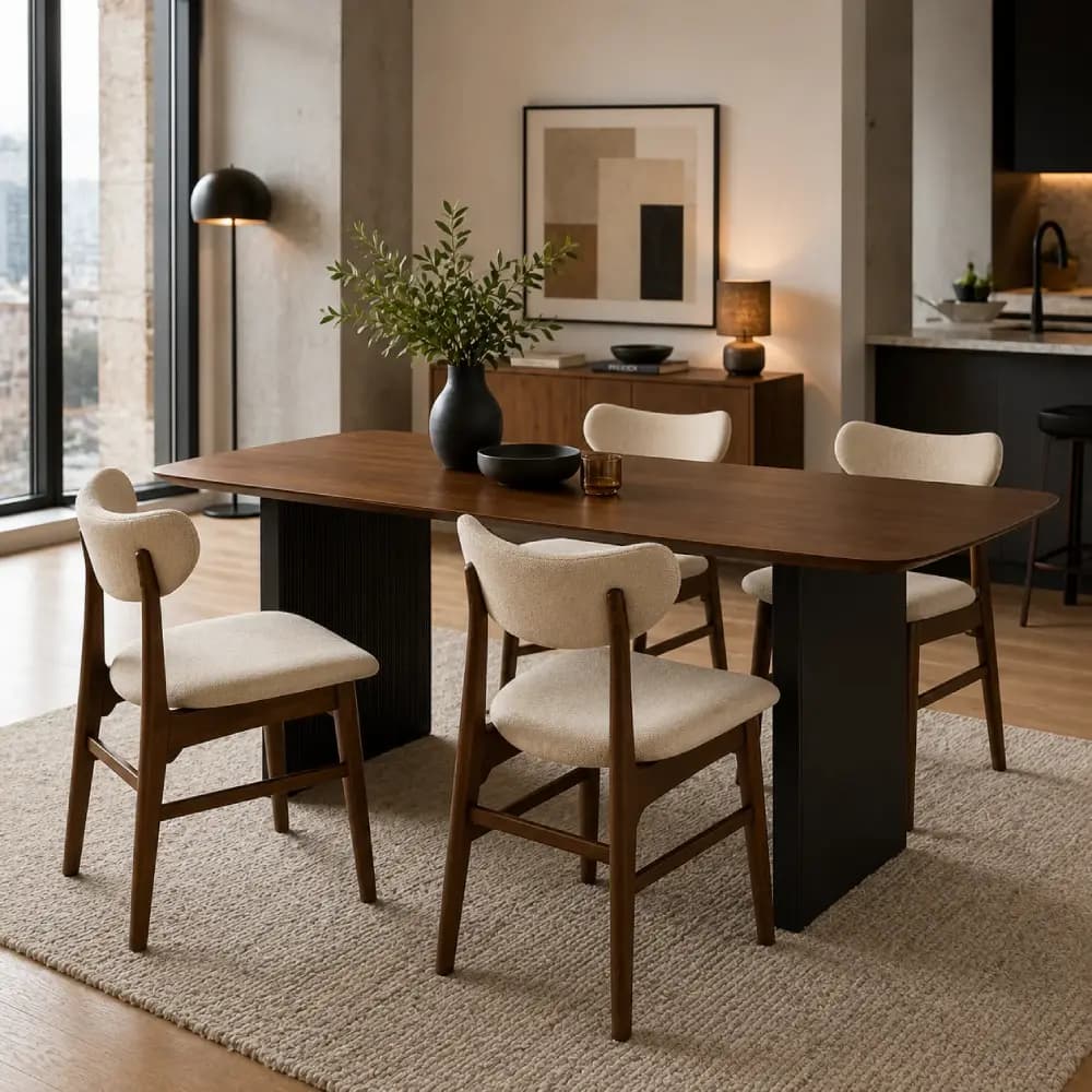Walnut Dining Table with Rounded Corners
