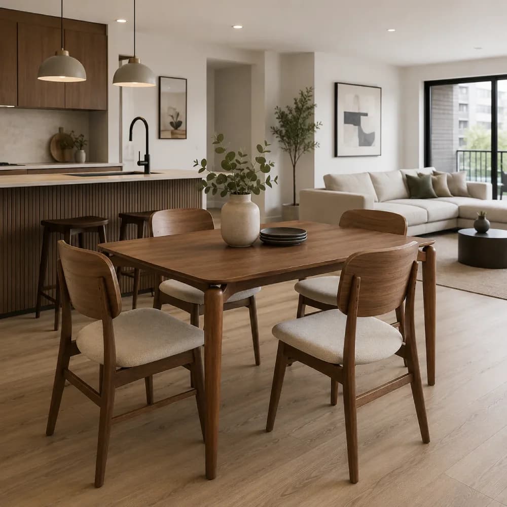 Modern Wood Dining Table - Walnut Top & Legs