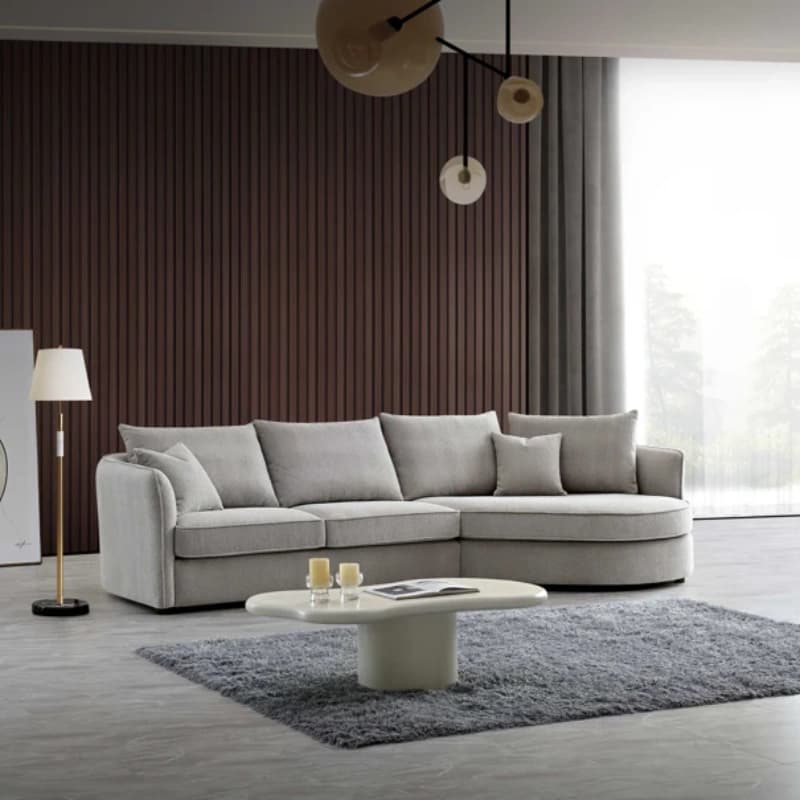 Chaise Corner Sofa - Pebble Boucle