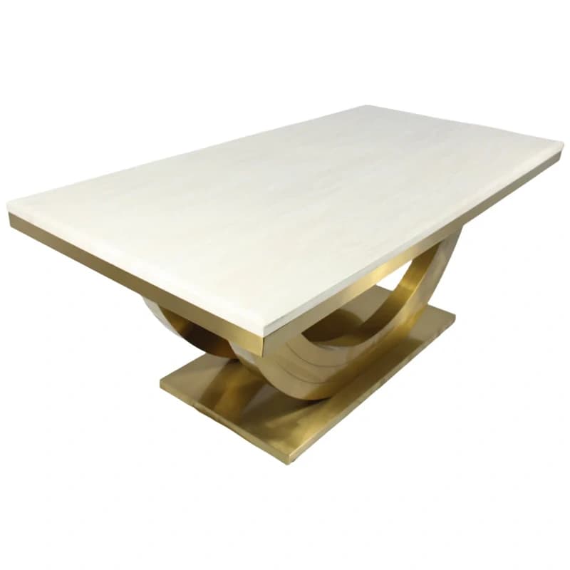 Cream Marble Dining Table with Gold Base