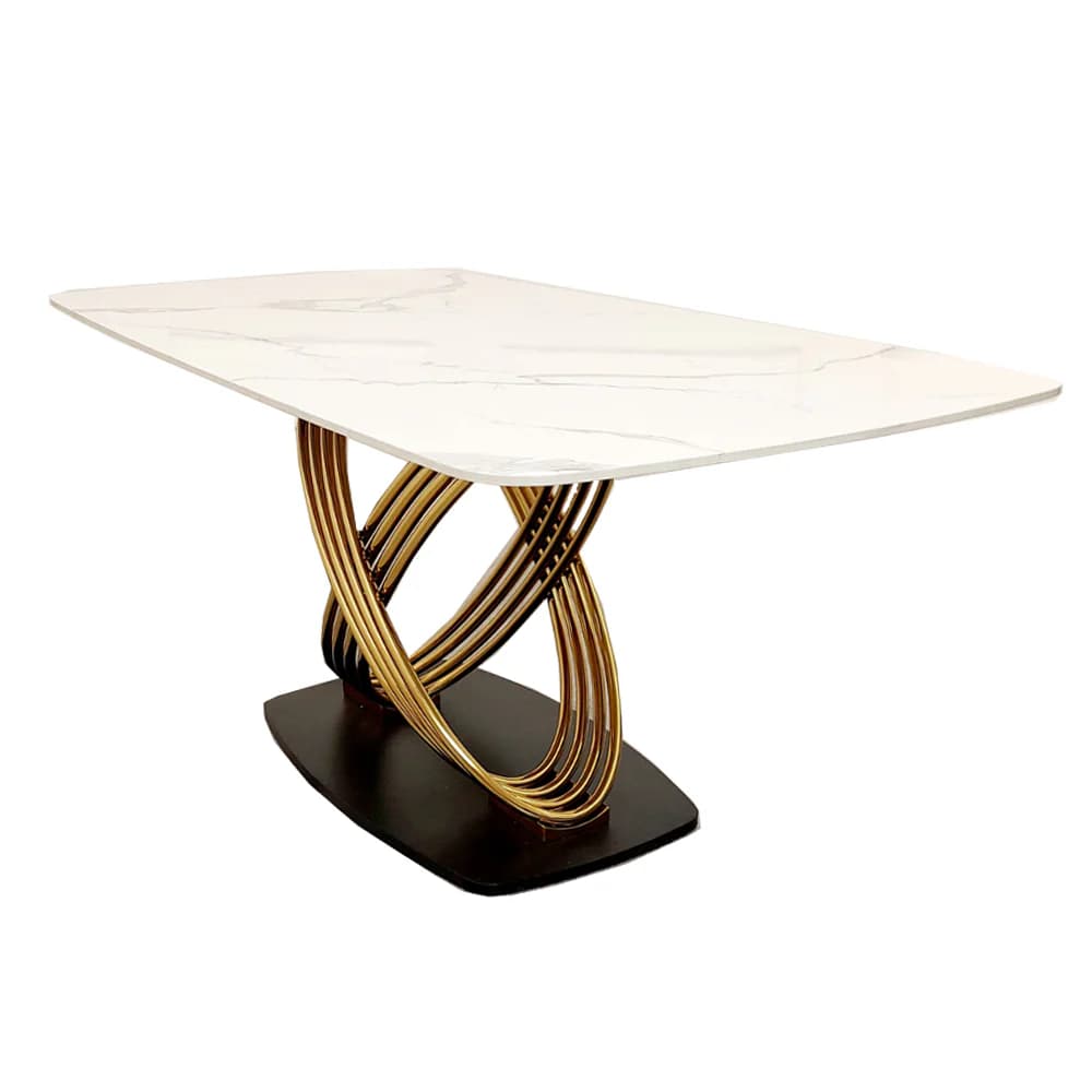 Sintered Stone Dining Table with Gold Base