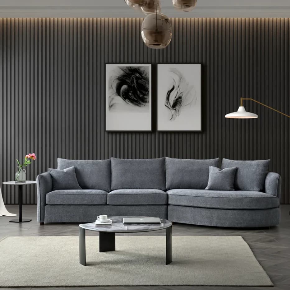 Three Seater Corner Sofa Charcoal Grey