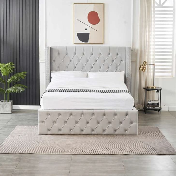 Double light grey ottoman bed
