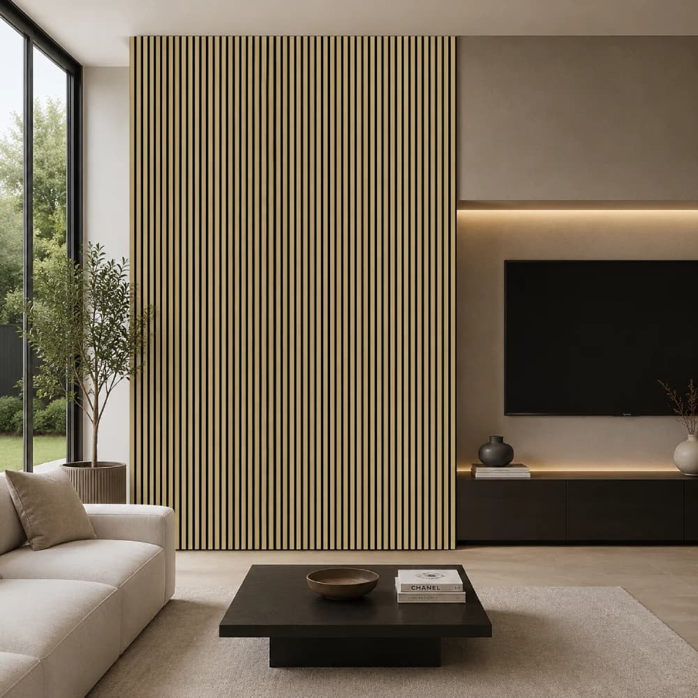 Metallic Gold Slatted Acoustic Wall Panel - 2.4m