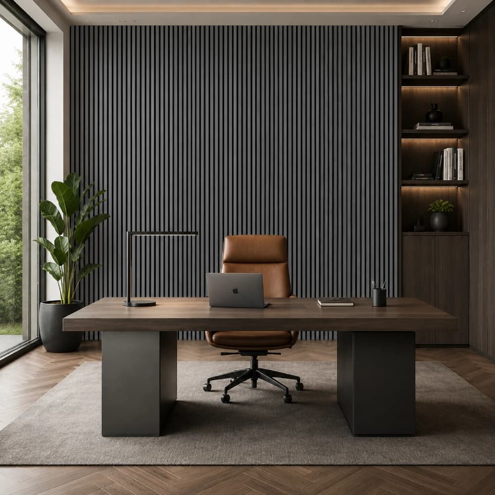 Metallic Dark Grey Acoustic Wall Panel - 2.4m