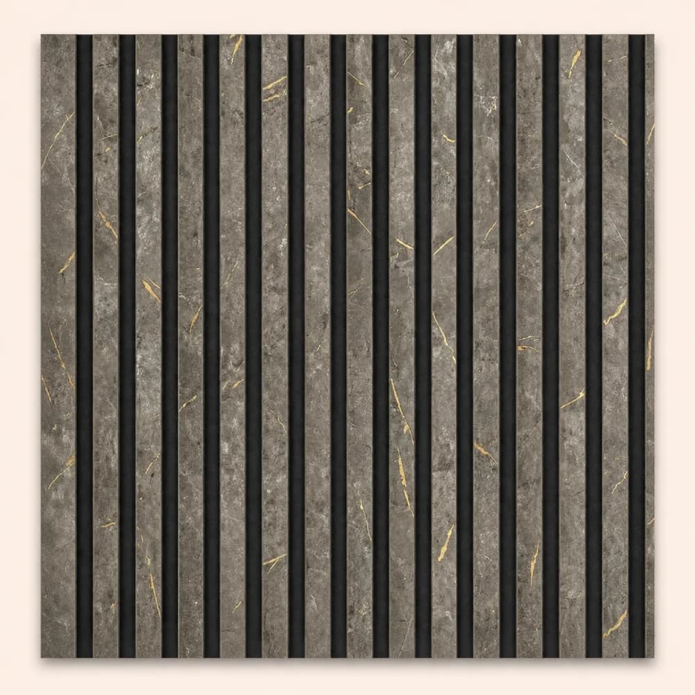 Gold and Black Marble Slat Acoustic Wall Panel